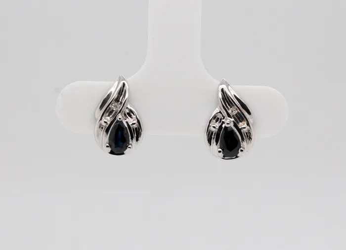 FULLERS PURCHASE FROM PUBLIC Earrings Estate 14KW 60 Cttw Sapphire and Diamond Earrings FULLERS PURCHASE FROM PUBLIC Earrings Estate 14KW 60 Cttw Sapphire and Diamond Earrings
