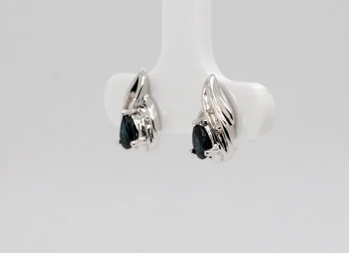 FULLERS PURCHASE FROM PUBLIC Earrings Estate 14KW 60 Cttw Sapphire and Diamond Earrings FULLERS PURCHASE FROM PUBLIC Earrings Estate 14KW 60 Cttw Sapphire and Diamond Earrings