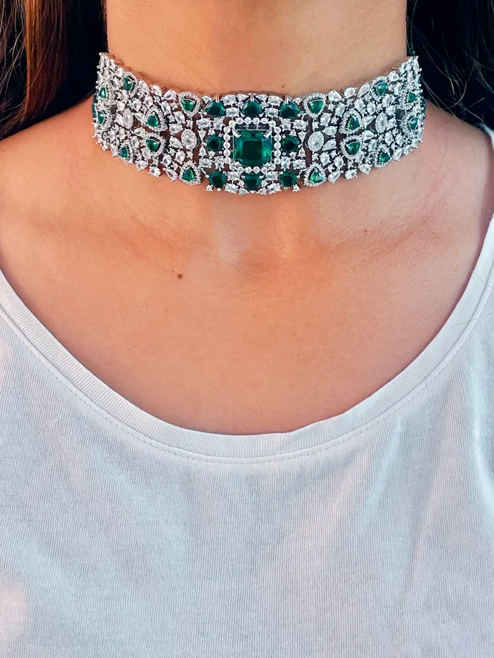 Gren Emerald Set Earrings Necklace PRERTO ECOMMERCE PRIVATE LIMITED Earrings