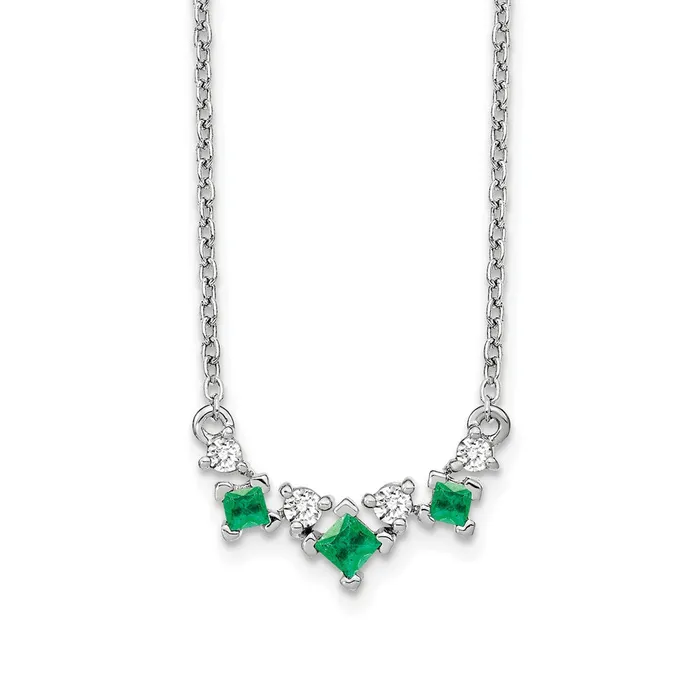 Necklaces 14k White Gold Emerald and Diamond 18 inch NecklaceWBCPM7178EM012WA WB Choice Jewelry