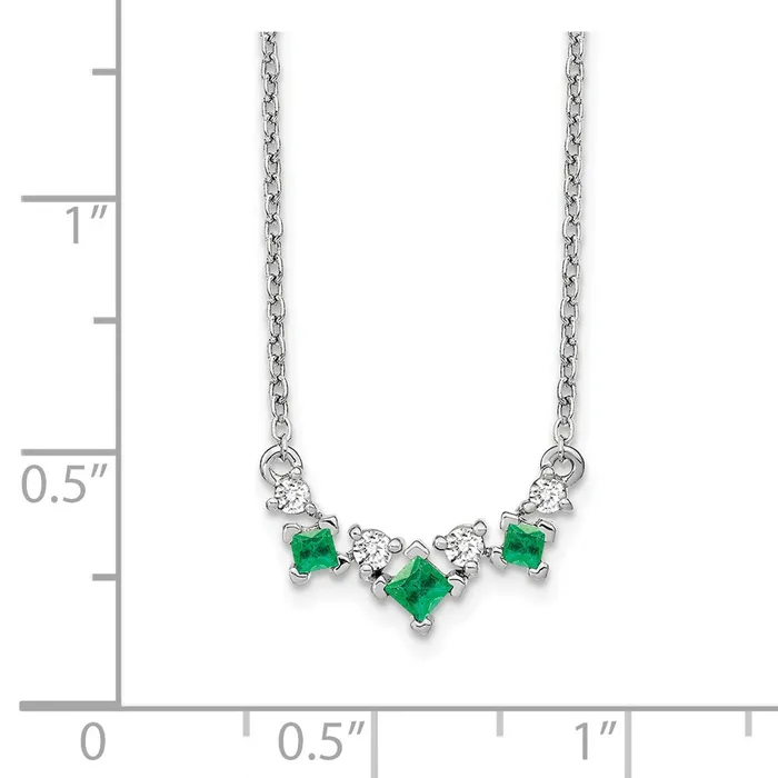 Necklaces 14k White Gold Emerald and Diamond 18 inch NecklaceWBCPM7178EM012WA WB Choice Jewelry