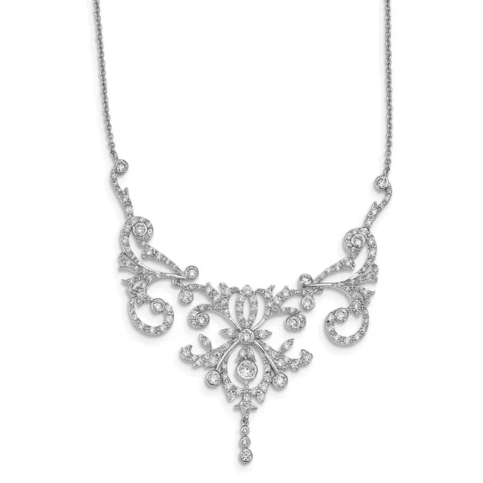 Necklaces WB Choice Jewelry Cheryl M SS Rhodiumplated CZ Fancy Scroll 17in w2in ext NecklaceWBCQCM10917 Necklaces WB Choice Jewelry Cheryl M SS Rhodiumplated CZ Fancy Scroll 17in w2in ext NecklaceWBCQCM10917