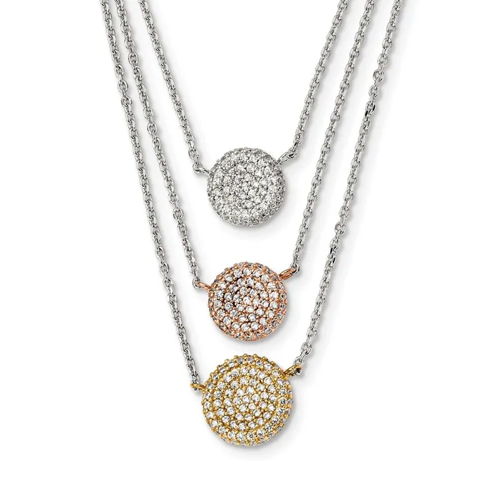 Necklaces WB Choice Jewelry Sterling Silver Goldplated and Roseplated CZ w2in ext NecklaceWBCQG433015 Necklaces WB Choice Jewelry Sterling Silver Goldplated and Roseplated CZ w2in ext NecklaceWBCQG433015