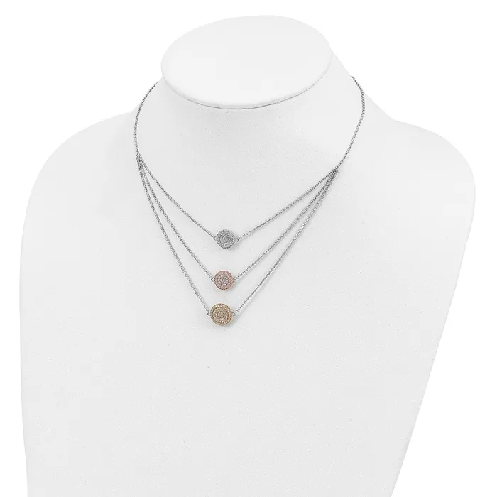 Necklaces WB Choice Jewelry Sterling Silver Goldplated and Roseplated CZ w2in ext NecklaceWBCQG433015 Necklaces WB Choice Jewelry Sterling Silver Goldplated and Roseplated CZ w2in ext NecklaceWBCQG433015