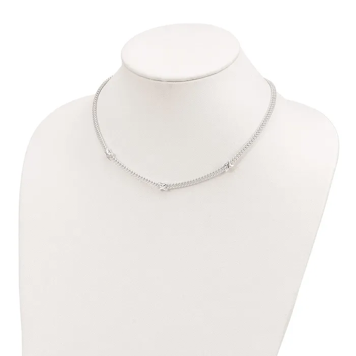 Necklaces WB Choice Jewelry Sterling Silver Mesh with Xs w1in extension NecklaceWBCQG392217 Necklaces WB Choice Jewelry Sterling Silver Mesh with Xs w1in extension NecklaceWBCQG392217