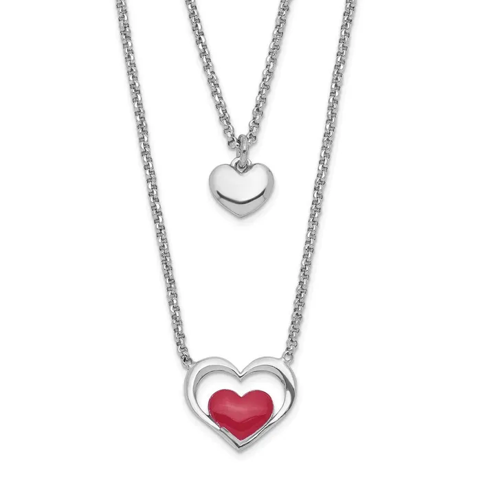 Necklaces WB Choice Jewelry Sterling Silver Rhodiumplate Enamel Heart 2Strand w1in Ext NecklaceWBCQG6021155 Necklaces WB Choice Jewelry Sterling Silver Rhodiumplate Enamel Heart 2Strand w1in Ext NecklaceWBCQG6021155