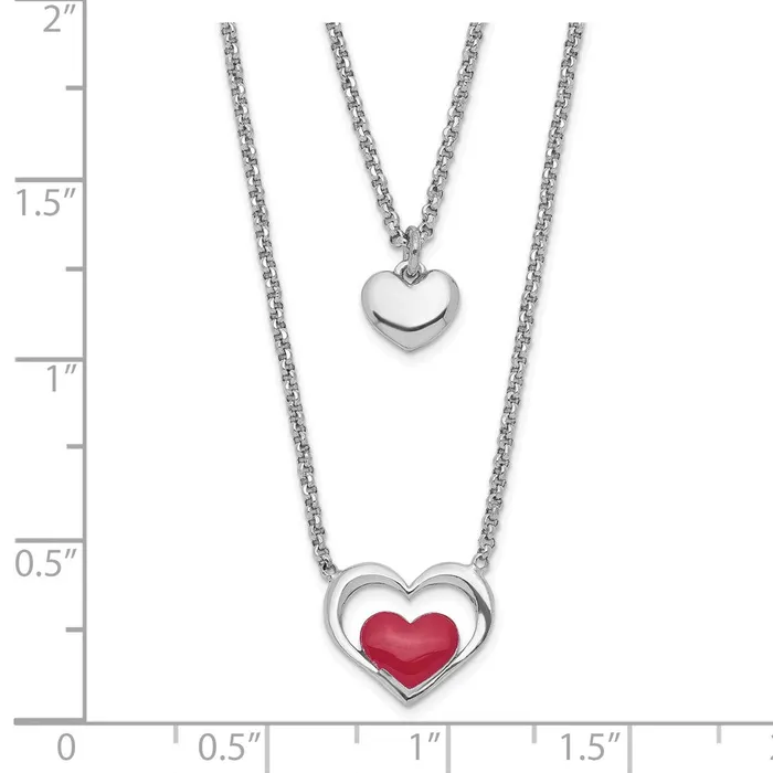 Necklaces WB Choice Jewelry Sterling Silver Rhodiumplate Enamel Heart 2Strand w1in Ext NecklaceWBCQG6021155 Necklaces WB Choice Jewelry Sterling Silver Rhodiumplate Enamel Heart 2Strand w1in Ext NecklaceWBCQG6021155