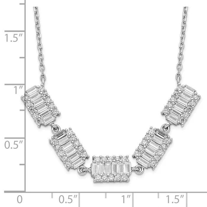 Necklaces WB Choice Jewelry Sterling Silver Rhodiumplated Baguette CZ Bars w 1in ext NecklaceWBCQG493716 Necklaces WB Choice Jewelry Sterling Silver Rhodiumplated Baguette CZ Bars w 1in ext NecklaceWBCQG493716