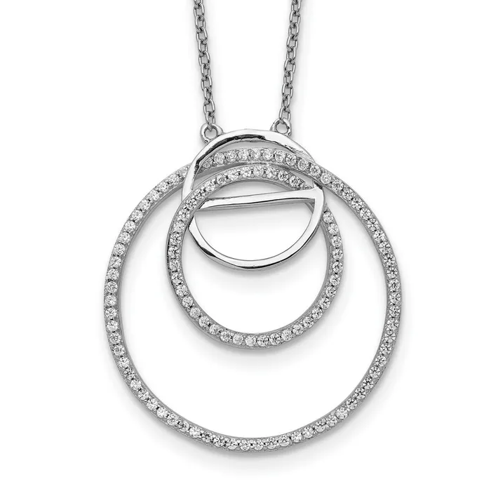 Necklaces WB Choice Jewelry Sterling Silver Rhodiumplated CZ Loop Circles w2 in Ext NecklaceWBCQG545716 Necklaces WB Choice Jewelry Sterling Silver Rhodiumplated CZ Loop Circles w2 in Ext NecklaceWBCQG545716