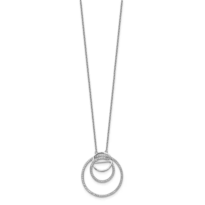 Necklaces WB Choice Jewelry Sterling Silver Rhodiumplated CZ Loop Circles w2 in Ext NecklaceWBCQG545716 Necklaces WB Choice Jewelry Sterling Silver Rhodiumplated CZ Loop Circles w2 in Ext NecklaceWBCQG545716