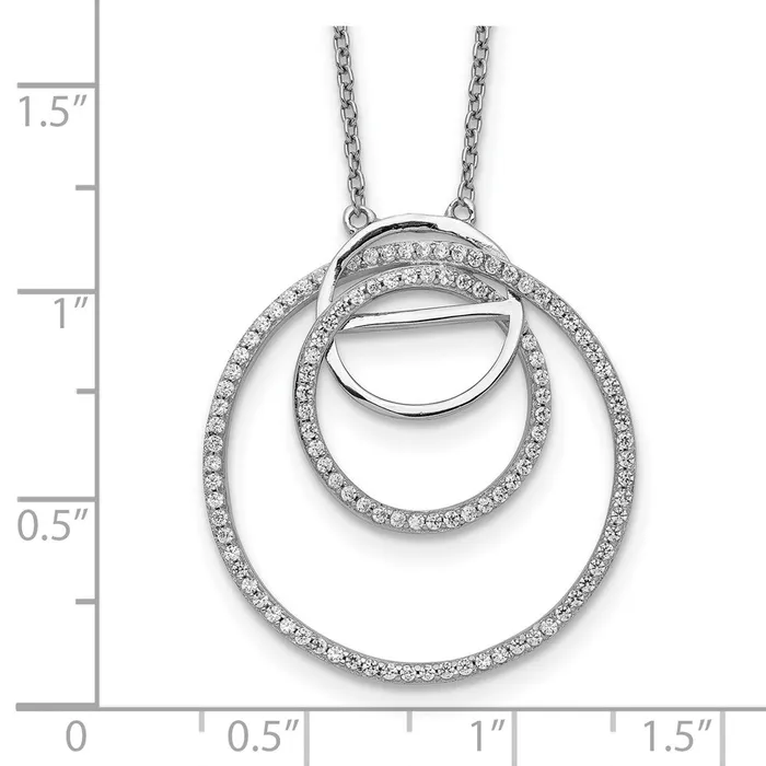 Necklaces WB Choice Jewelry Sterling Silver Rhodiumplated CZ Loop Circles w2 in Ext NecklaceWBCQG545716 Necklaces WB Choice Jewelry Sterling Silver Rhodiumplated CZ Loop Circles w2 in Ext NecklaceWBCQG545716