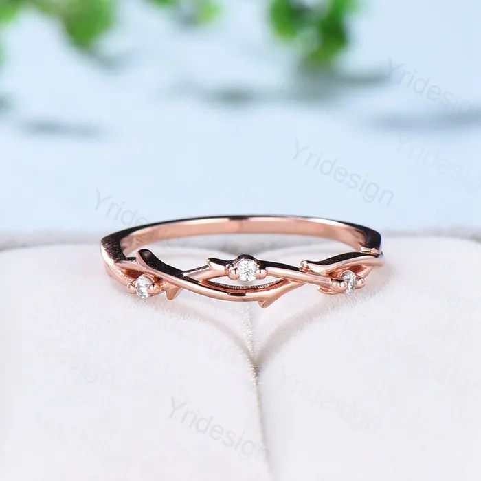 PENFINE Rings Twig Branch Diamond Wedding Wedding Band Women Solid Gold Unique Wedding Ring Leaf Vine Stacking Band Infinity Anniversary Matching Band PENFINE Rings Twig Branch Diamond Wedding Wedding Band Women Solid Gold Unique Wedding Ring Leaf Vine Stacking Band Infinity Anniversary Matching Band