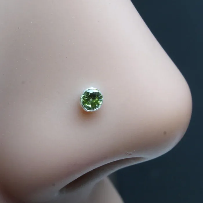 Rings Karizma Jewels 4pc set Silver Nose stud champagne Green Orange Purple CZ nose ring Push Pin