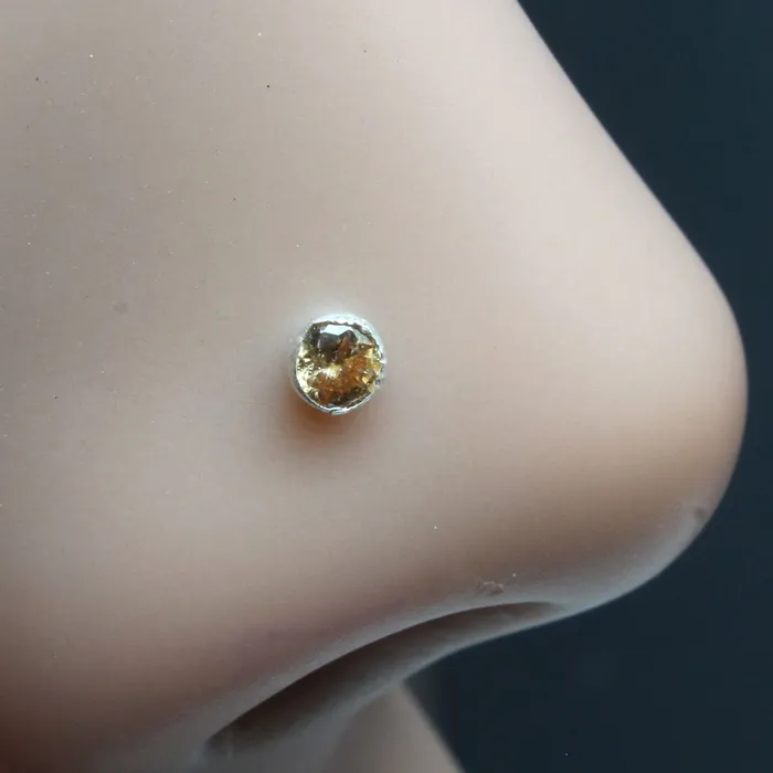 Rings Karizma Jewels 4pc set Silver Nose stud champagne Green Orange Purple CZ nose ring Push Pin