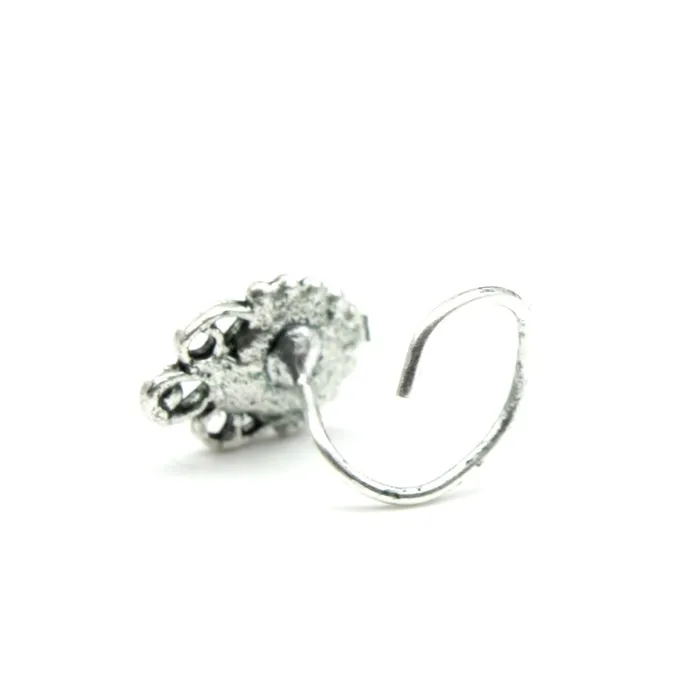 Rings Karizma Jewels Ethnic Indian Real 925 Silver Red Stone Twisted Oxidize Nose Stud nose ring 24g