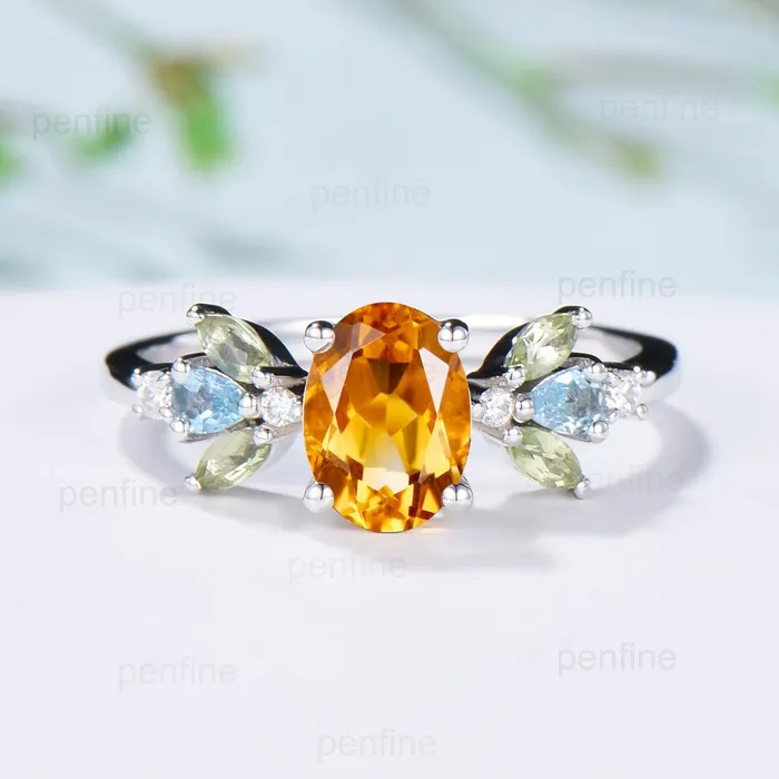 Rings Unique Oval Citrine Engagement Rings MultiStone Rings Marqusie Cut Peridot Wedding Ring Swiss Topaz Anniversary Ring Vintage Rose Gold Ring PENFINE Rings Unique Oval Citrine Engagement Rings MultiStone Rings Marqusie Cut Peridot Wedding Ring Swiss Topaz Anniversary Ring Vintage Rose Gold Ring PENFINE