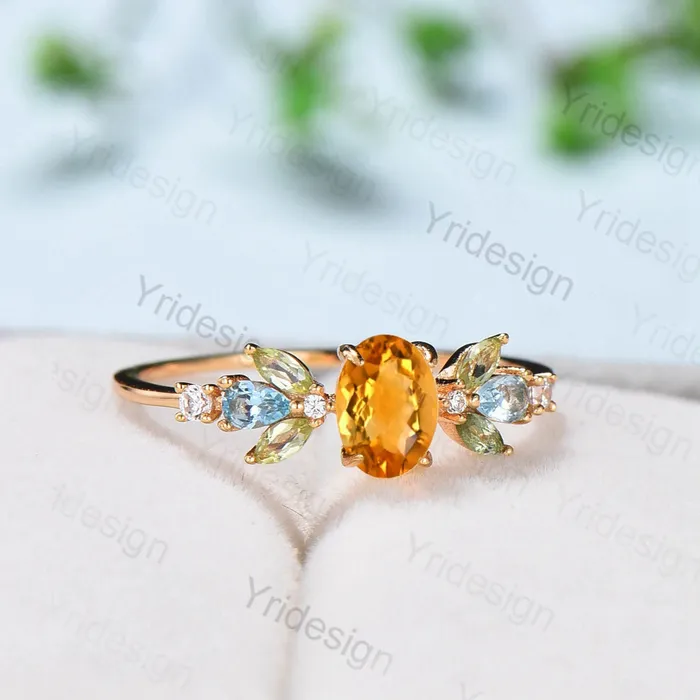 Rings Unique Oval Citrine Engagement Rings MultiStone Rings Marqusie Cut Peridot Wedding Ring Swiss Topaz Anniversary Ring Vintage Rose Gold Ring PENFINE Rings Unique Oval Citrine Engagement Rings MultiStone Rings Marqusie Cut Peridot Wedding Ring Swiss Topaz Anniversary Ring Vintage Rose Gold Ring PENFINE