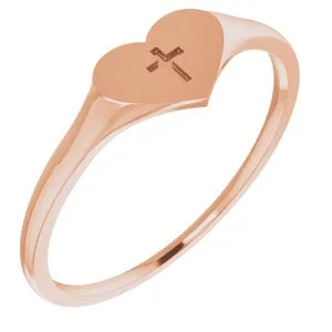 Rings WB Choice Jewelry 14K Rose Heart Cross Ring Size 519351108PSTWBC