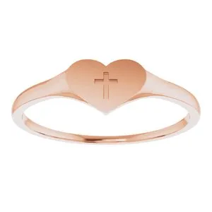Rings WB Choice Jewelry 14K Rose Heart Cross Ring Size 519351108PSTWBC Rings WB Choice Jewelry 14K Rose Heart Cross Ring Size 519351108PSTWBC