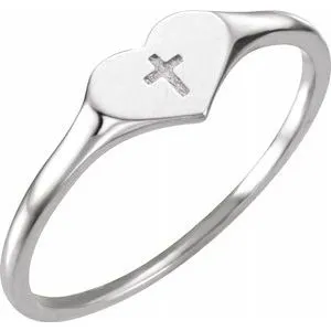 Rings WB Choice Jewelry 14K Rose Heart Cross Ring Size 519351108PSTWBC Rings WB Choice Jewelry 14K Rose Heart Cross Ring Size 519351108PSTWBC