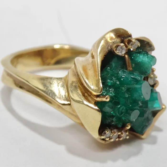 Vintage by Misty Rings Emerald Uncut Diamond Cocktail Ring