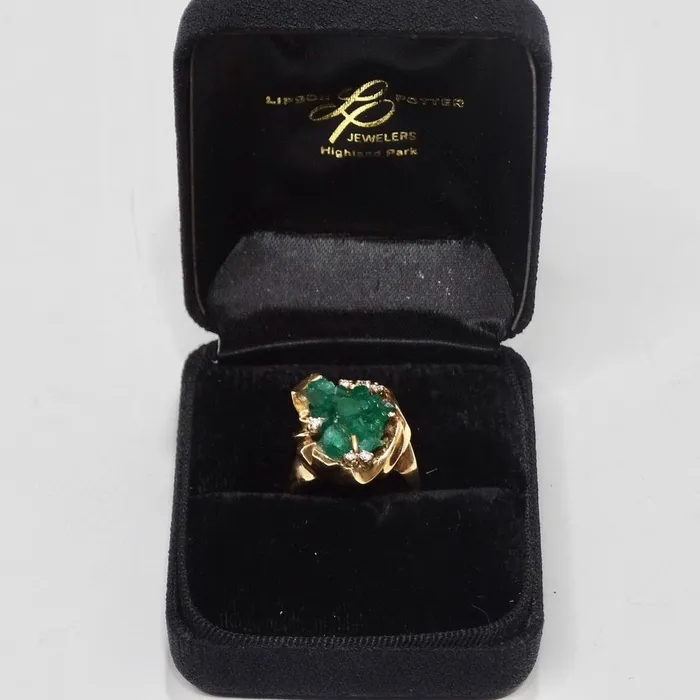 Vintage by Misty Rings Emerald Uncut Diamond Cocktail Ring
