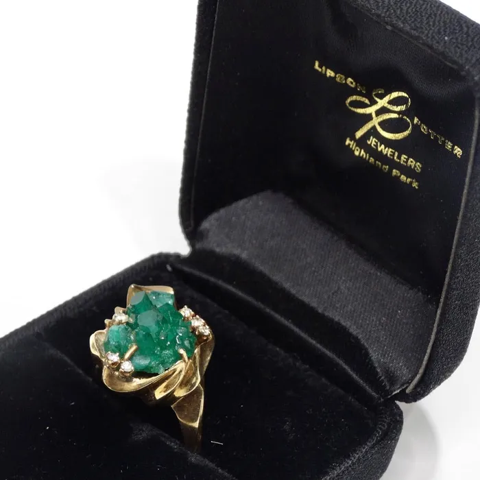 Vintage by Misty Rings Emerald Uncut Diamond Cocktail Ring