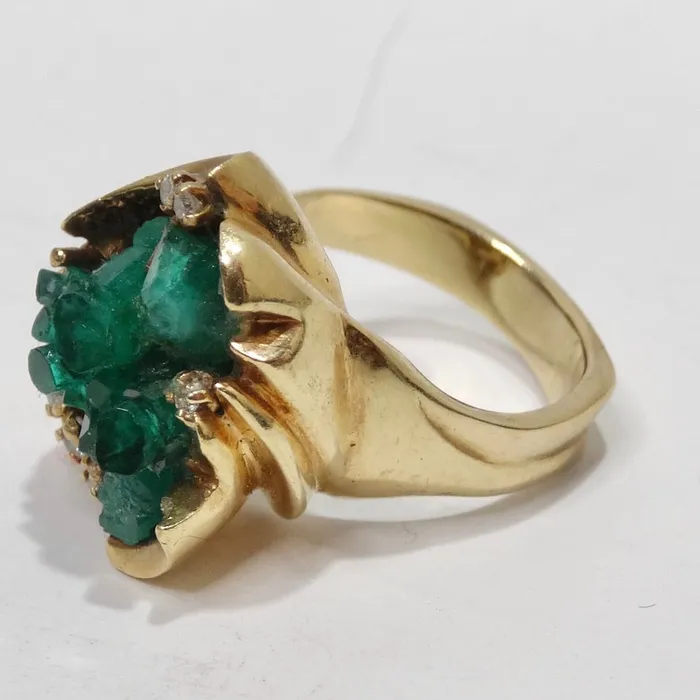 Vintage by Misty Rings Emerald Uncut Diamond Cocktail Ring