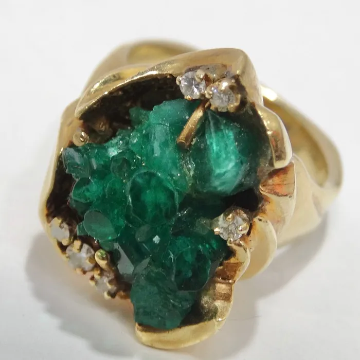 Vintage by Misty Rings Emerald Uncut Diamond Cocktail Ring