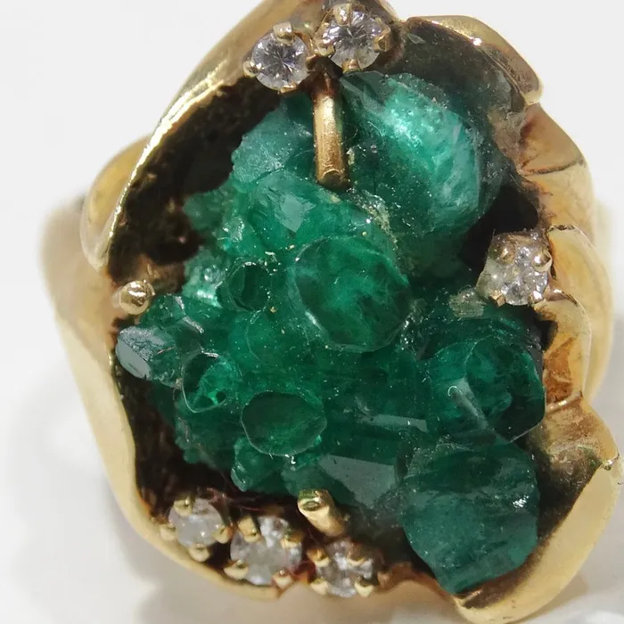 Vintage by Misty Rings Emerald Uncut Diamond Cocktail Ring