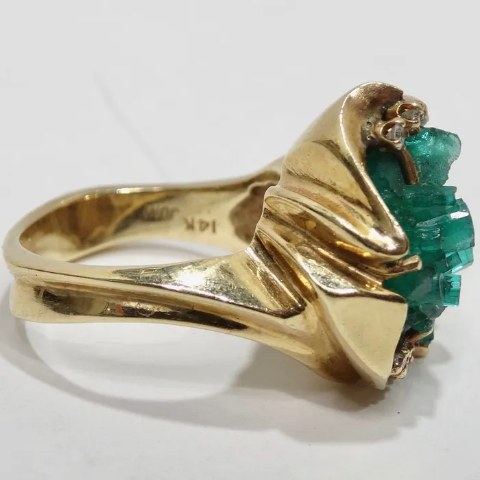 Vintage by Misty Rings Emerald Uncut Diamond Cocktail Ring