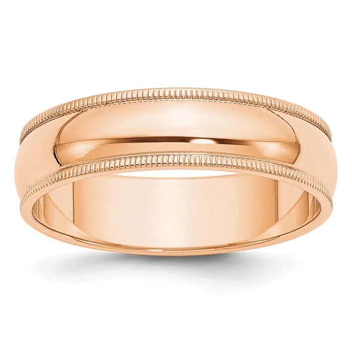 WB Choice Jewelry 10k Rose Gold 6mm Milgrain Half Round Band Size 41RM0604WBC Rings WB Choice Jewelry 10k Rose Gold 6mm Milgrain Half Round Band Size 41RM0604WBC Rings