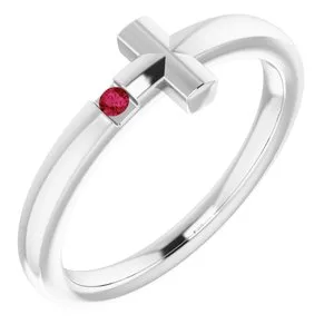 WB Choice Jewelry 14K White 15 mm Round Genuine Ruby Youth Cross RingR4306660008PSTWBC Rings WB Choice Jewelry 14K White 15 mm Round Genuine Ruby Youth Cross RingR4306660008PSTWBC Rings