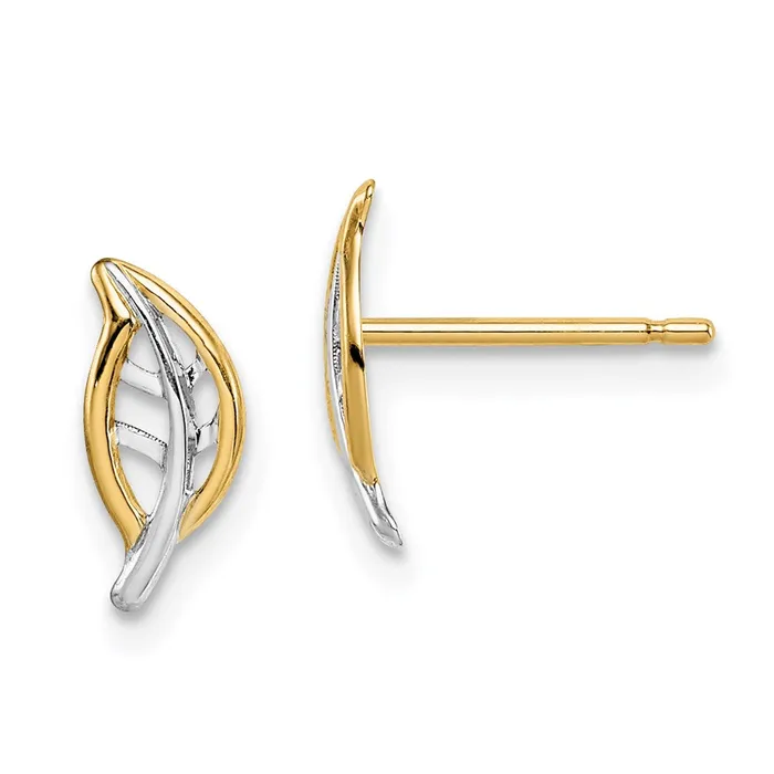 WB Choice Jewelry Earrings 14k Madi K White Rhodium Leaf Post EarringsWBCGK1030 WB Choice Jewelry Earrings 14k Madi K White Rhodium Leaf Post EarringsWBCGK1030