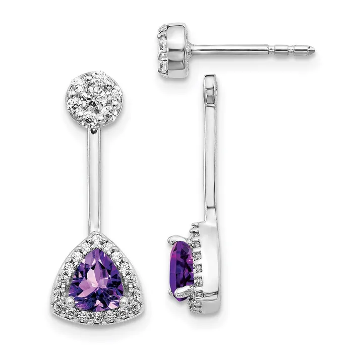 WB Choice Jewelry Earrings 14k White Gold DiamondTrillion Amethyst FrontBack EarringsWBCEM4197AM033WA WB Choice Jewelry Earrings 14k White Gold DiamondTrillion Amethyst FrontBack EarringsWBCEM4197AM033WA