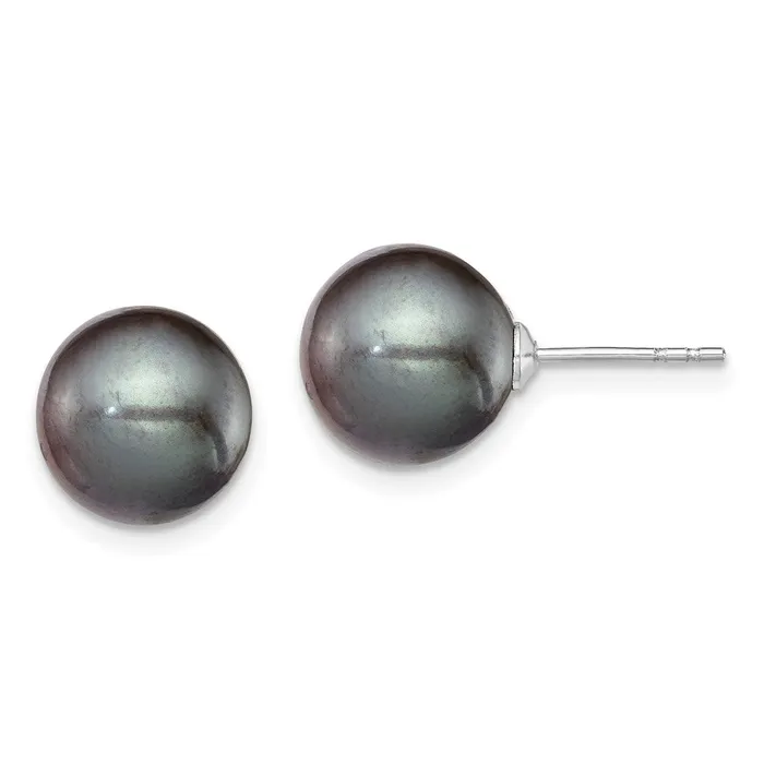 WB Choice Jewelry Earrings Sterling Silver Rhplated 910mm Black FW Cultured Round Pearl Stud EarringWBCQE12705 WB Choice Jewelry Earrings Sterling Silver Rhplated 910mm Black FW Cultured Round Pearl Stud EarringWBCQE12705