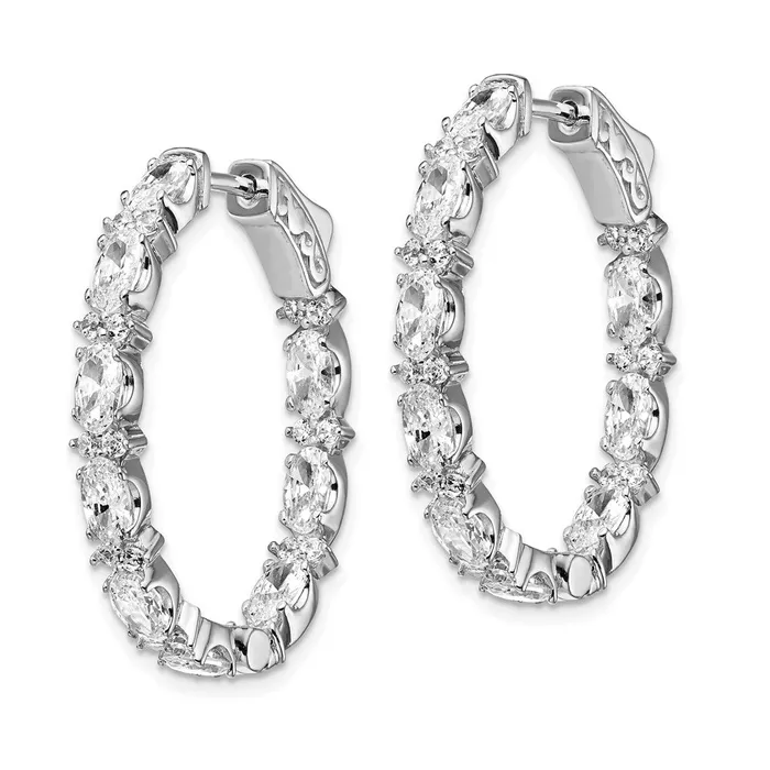 WB Choice Jewelry Earrings Sterling Silver Rhodiumplated Fancy CZ In Out Oval Hoop EarringsWBCQE13002 WB Choice Jewelry Earrings Sterling Silver Rhodiumplated Fancy CZ In Out Oval Hoop EarringsWBCQE13002
