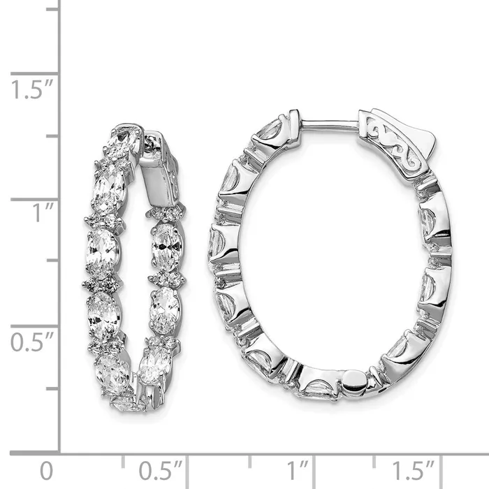 WB Choice Jewelry Earrings Sterling Silver Rhodiumplated Fancy CZ In Out Oval Hoop EarringsWBCQE13002 WB Choice Jewelry Earrings Sterling Silver Rhodiumplated Fancy CZ In Out Oval Hoop EarringsWBCQE13002