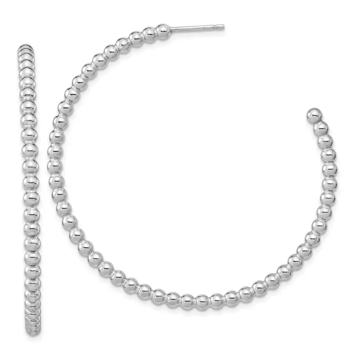 WB Choice Jewelry Earrings Sterling Silver Rhodiumplated Polished Beaded Hoop Post EarringsWBCQE15968 WB Choice Jewelry Earrings Sterling Silver Rhodiumplated Polished Beaded Hoop Post EarringsWBCQE15968