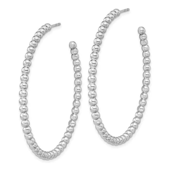 WB Choice Jewelry Earrings Sterling Silver Rhodiumplated Polished Beaded Hoop Post EarringsWBCQE15968 WB Choice Jewelry Earrings Sterling Silver Rhodiumplated Polished Beaded Hoop Post EarringsWBCQE15968
