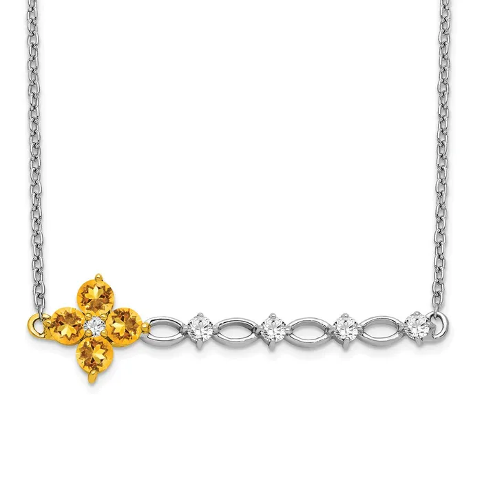 WB Choice Jewelry Necklaces 14k Twotone Citrine and Diamond 18in Floral Bar NecklaceWBCPM7134CI016WYA WB Choice Jewelry Necklaces 14k Twotone Citrine and Diamond 18in Floral Bar NecklaceWBCPM7134CI016WYA