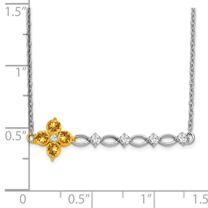 WB Choice Jewelry Necklaces 14k Twotone Citrine and Diamond 18in Floral Bar NecklaceWBCPM7134CI016WYA WB Choice Jewelry Necklaces 14k Twotone Citrine and Diamond 18in Floral Bar NecklaceWBCPM7134CI016WYA