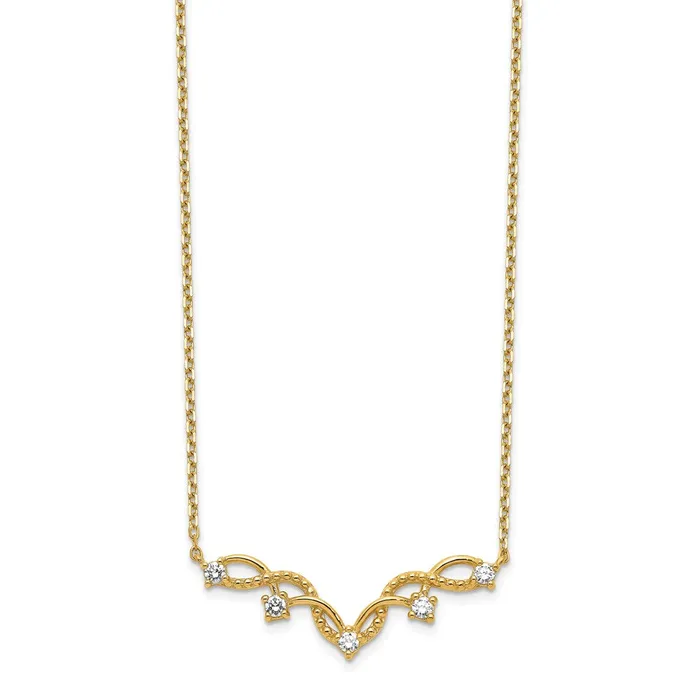 WB Choice Jewelry Necklaces 14K Woven Bar CZ with 2IN EXT NecklaceWBCSF277318 WB Choice Jewelry Necklaces 14K Woven Bar CZ with 2IN EXT NecklaceWBCSF277318