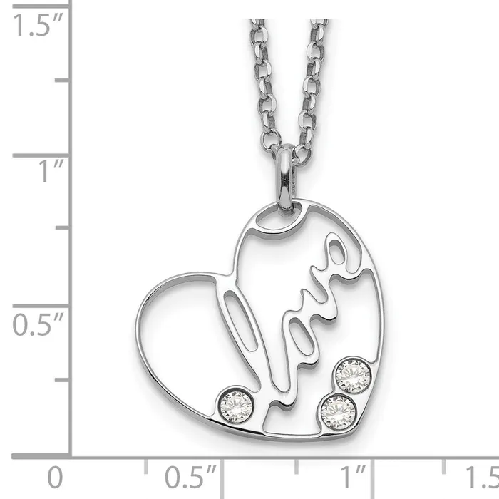 WB Choice Jewelry Necklaces Sterling Silver CZ LOVE Heart NecklaceWBCQG516518 WB Choice Jewelry Necklaces Sterling Silver CZ LOVE Heart NecklaceWBCQG516518