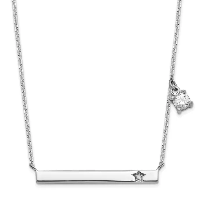 WB Choice Jewelry Necklaces Sterling Silver Rhodplated CZ and Diamond w125in ext Bar NecklaceWBCQG6175165 WB Choice Jewelry Necklaces Sterling Silver Rhodplated CZ and Diamond w125in ext Bar NecklaceWBCQG6175165