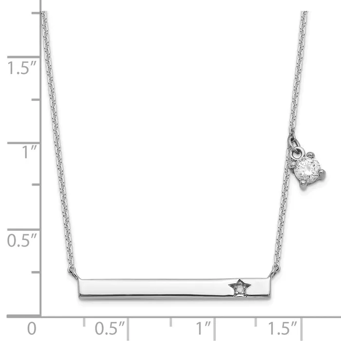WB Choice Jewelry Necklaces Sterling Silver Rhodplated CZ and Diamond w125in ext Bar NecklaceWBCQG6175165 WB Choice Jewelry Necklaces Sterling Silver Rhodplated CZ and Diamond w125in ext Bar NecklaceWBCQG6175165