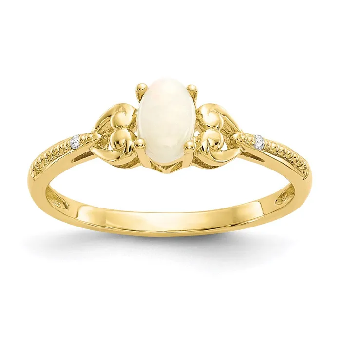 WB Choice Jewelry Rings 10K Opal and Diamond RingWBC10XB283