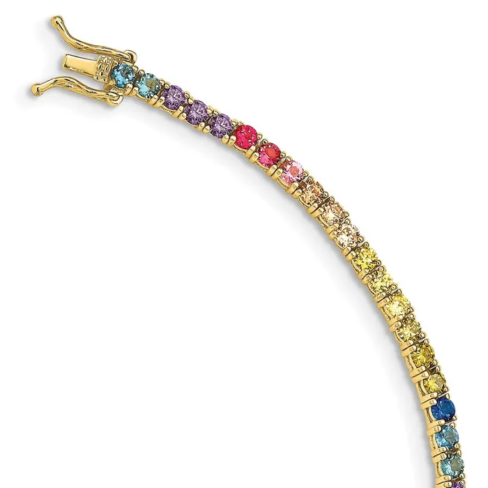 WB Choice Jewelry Sterling Silver 14k Flashplated 3mm Colorful CZ Tennis BraceletWBCQG5051GP7 Bracelets WB Choice Jewelry Sterling Silver 14k Flashplated 3mm Colorful CZ Tennis BraceletWBCQG5051GP7 Bracelets