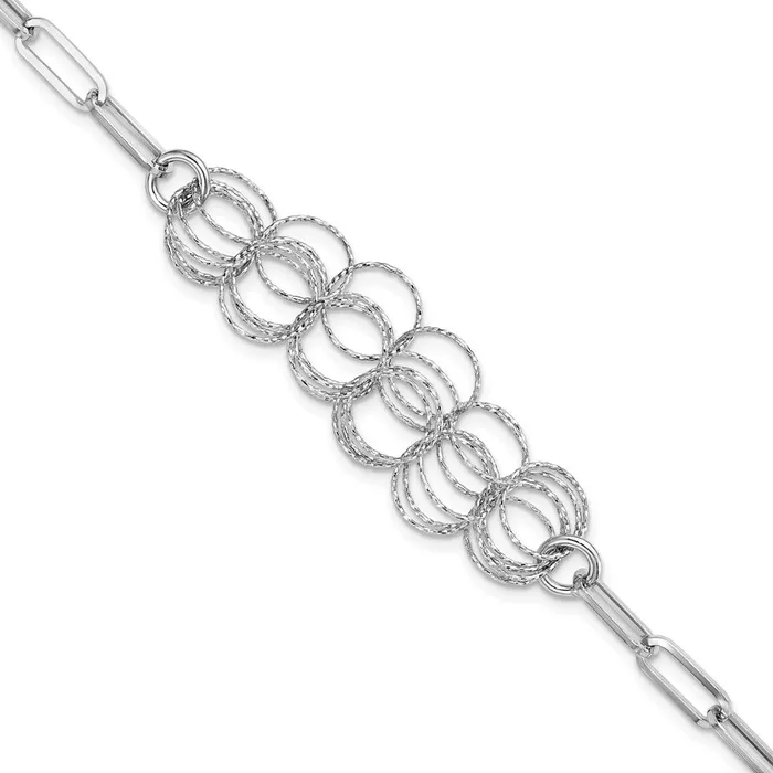 WB Choice Jewelry Sterling Silver Rhodiumplated PolishedTextured Circles BraceletWBCQG597475 Bracelets WB Choice Jewelry Sterling Silver Rhodiumplated PolishedTextured Circles BraceletWBCQG597475 Bracelets