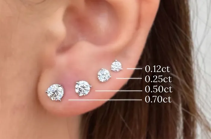Albert Hern Earrings Earrings 045 cts Natural Round Diamonds H VS 18kt Gold Studs